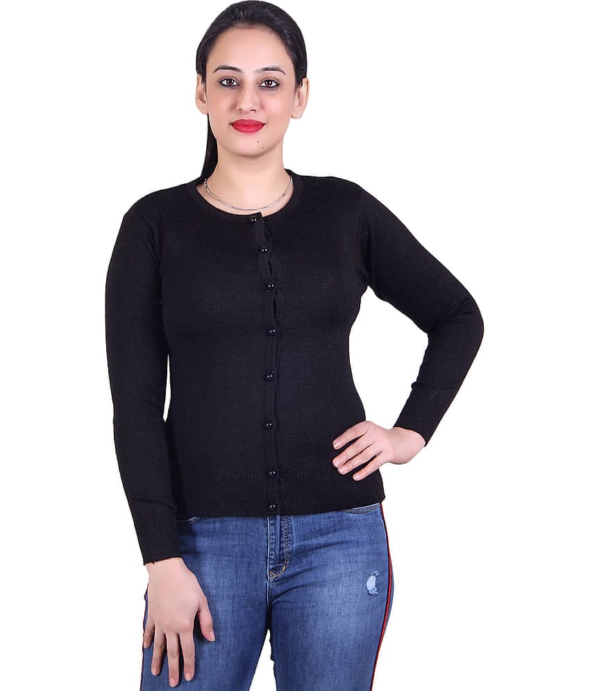 Varenyam Acrylic Black Cardigans Dress - Single