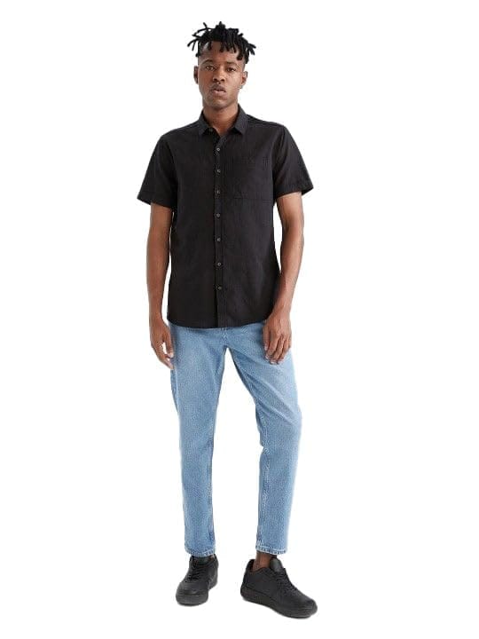 Men's Cotton Blend Solid Half-Sleeve Regular Shirt (Black, XL)-PID56281
