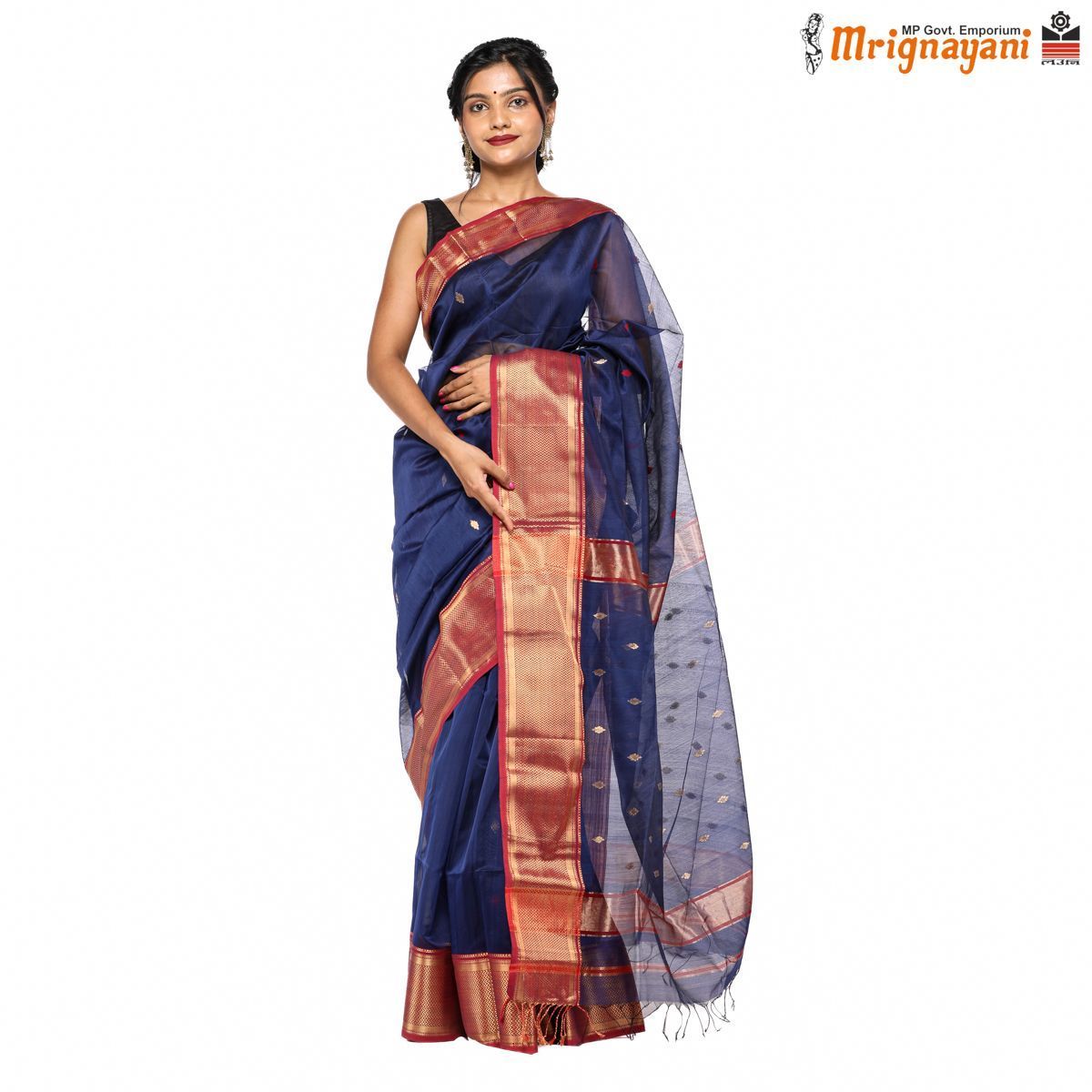 HANDLOOM MAHESHWARI SAREE WITH BLOUSE (SKU - 1SM105250622, SAREE - 1197)