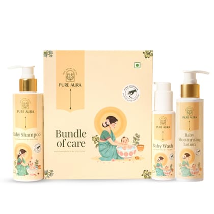 Pure Aura Head to Toe Harmony Baby Care Kit | Ayurvedic Baby Wash, Tear-Free Shampoo & Nourishing Lotion | Gentle Cleansing & Hydration | Safe for Newborns & Toddlers