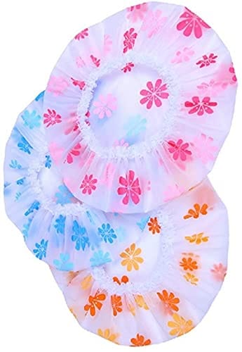 Elecsera Men & Women Shower Cap Bath Shower Waterproof Clear Hair Cover Bathing Elastic Free-Size Reusable for Homes, Spas, Salons, Beauty Parlors