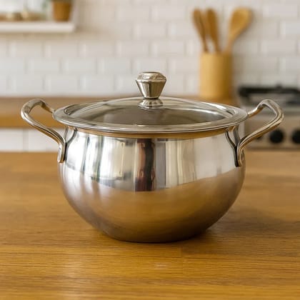 Stainless Steel Coconut Handi with Lid Size 1 Induction Gas Compatible Cooking Pot RustResistant Steel Cookware