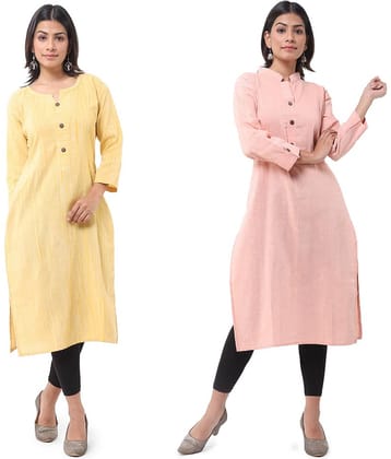 DESHBANDHU DBK - Multicolor Cotton Women's Straight Kurti ( Pack of 2 )