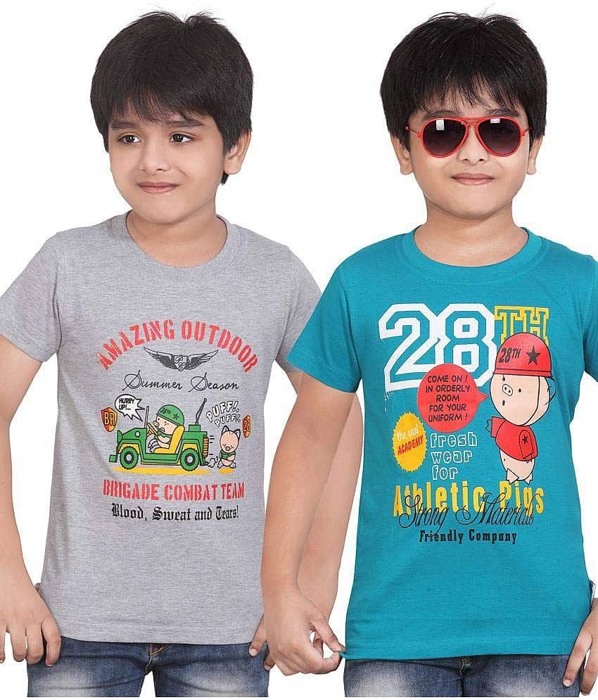 Dongli Pack of 1 Boys Cotton T-Shirt ( Multi Color )