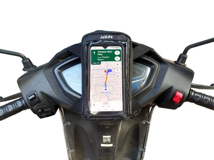 JETLIFE Mobile Holder/Pouch/Mount for All Types of Scooter Scooty Activa Jupiter EV etc | Standard X1 Model (Black) JETLIFE Mobile Holder/Pouch/Mount for All Types of Scooter Scooty Activa Jupiter EV etc | Standard X1 Model (Black) - Black