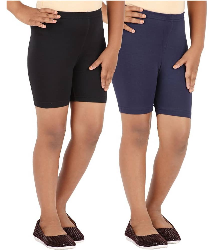LULA Pack of 2 Girls Cotton Blend Cycling Shorts ( Multicolor )