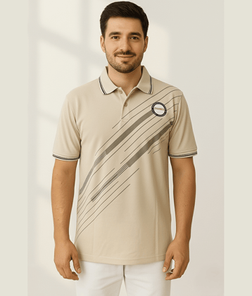 Dollar Men Cotton Regular Fit Printed Polo T Shirt ( Beige )