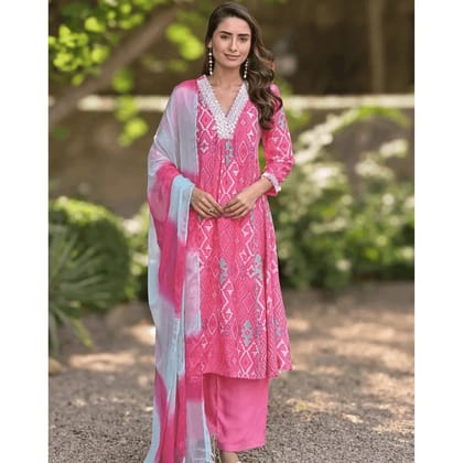 Pink Mahee Jaipur Muslin Kurti Set