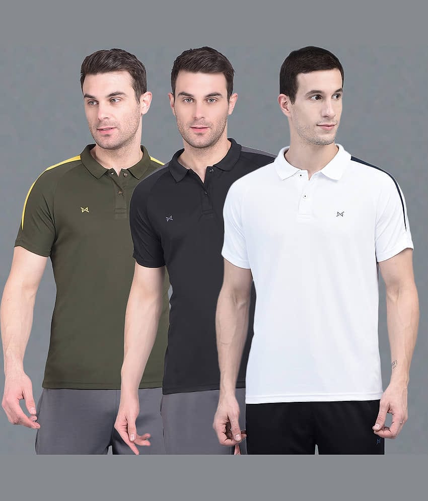 Force NXT Multi Polyester Regular Fit Men's Sports Polo T-Shirt ( Pack of 3 )
