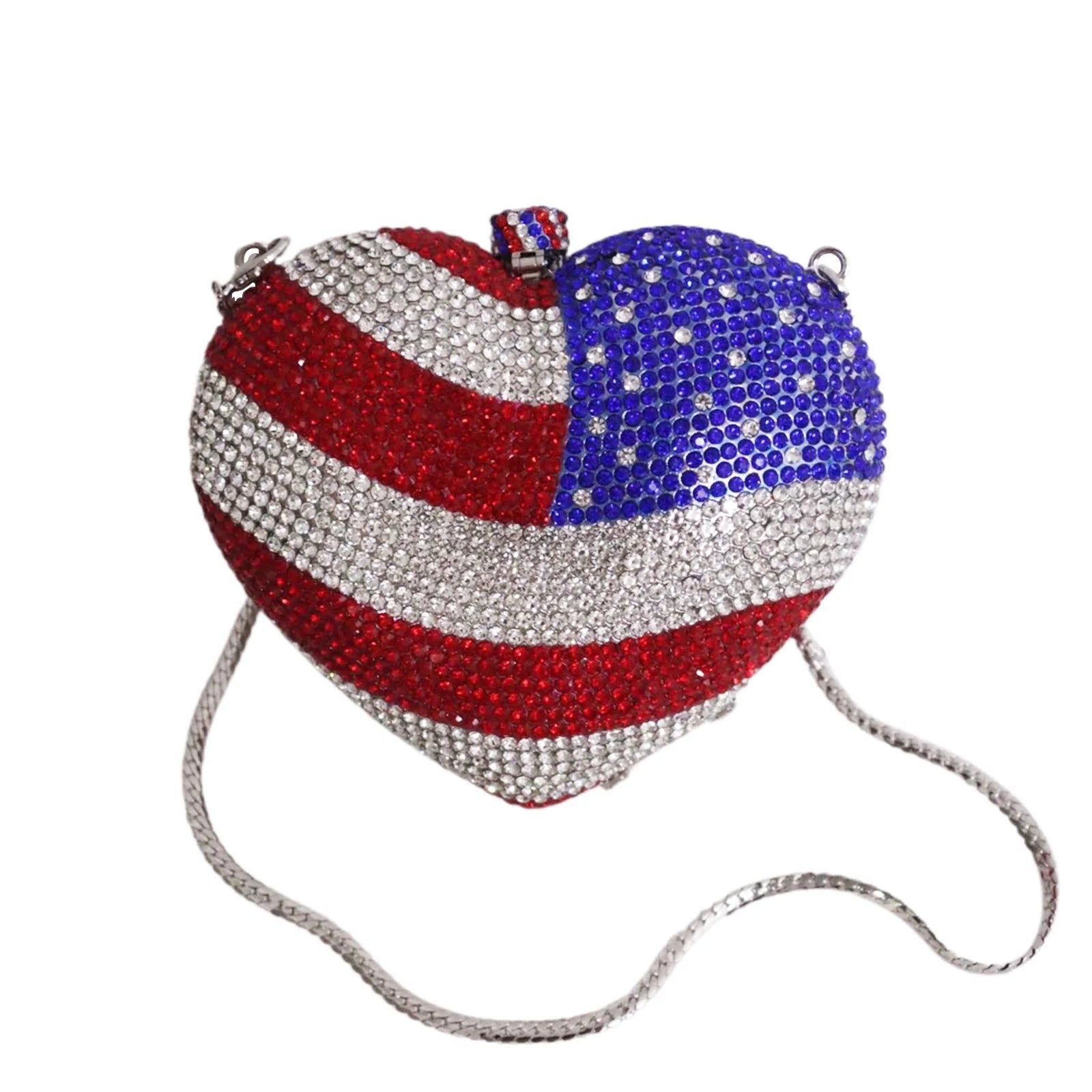 Factory Luxury Clutches USA Evening bags American Heart Rhinestone Bag Heart Shape Purse Crystal Handbag Party bags Women
