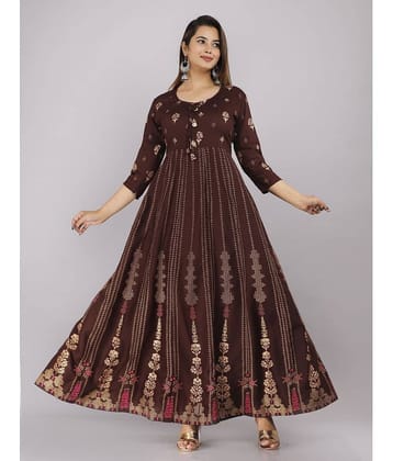 ANNEIV - Coffee Rayon Women's Anarkali Kurti ( Pack of 1 )