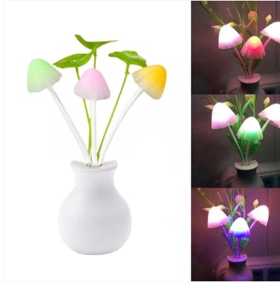Mushroom Lamp Multi Color Illumination with Flowers