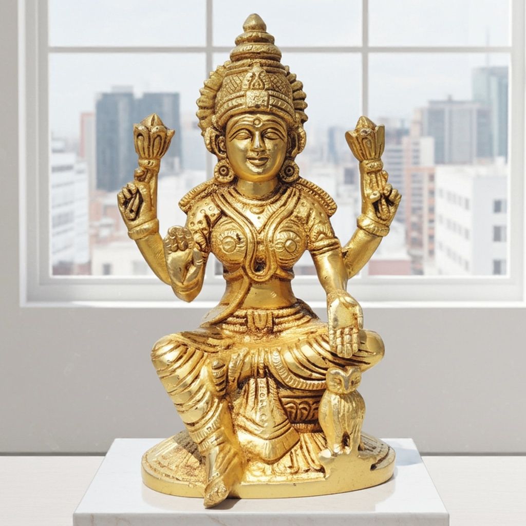 Brass Showpiece Laxmi Ji God Idol Statue (BSMAS1724 L)