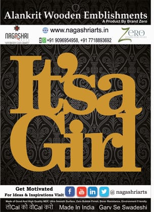 Brand Zero MDF Embellishment Its A Girl Option 3 - 2.5 mm Thick