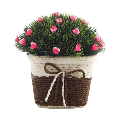 Foliyaj Artificial Plant with Pink Flowers|Bonsai Tree|Artificial Flower|with Pot|Home Decor for Living Room Home Office Shop|House|Gift|Decoration