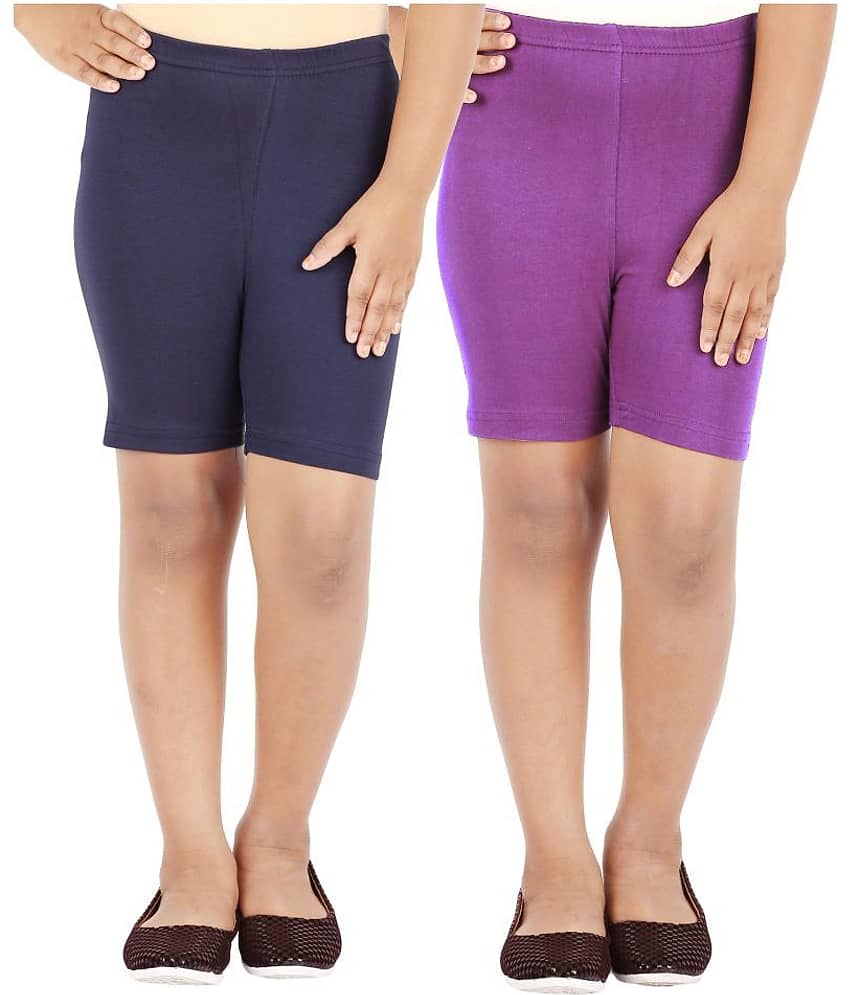 LULA Pack of 2 Girls Cotton Blend Cycling Shorts ( Multicolor )