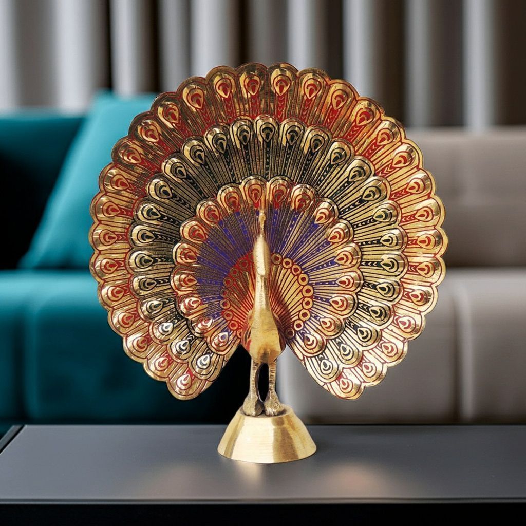 Brass Decorative Showpiece Peacock More (FMAS375 Y)