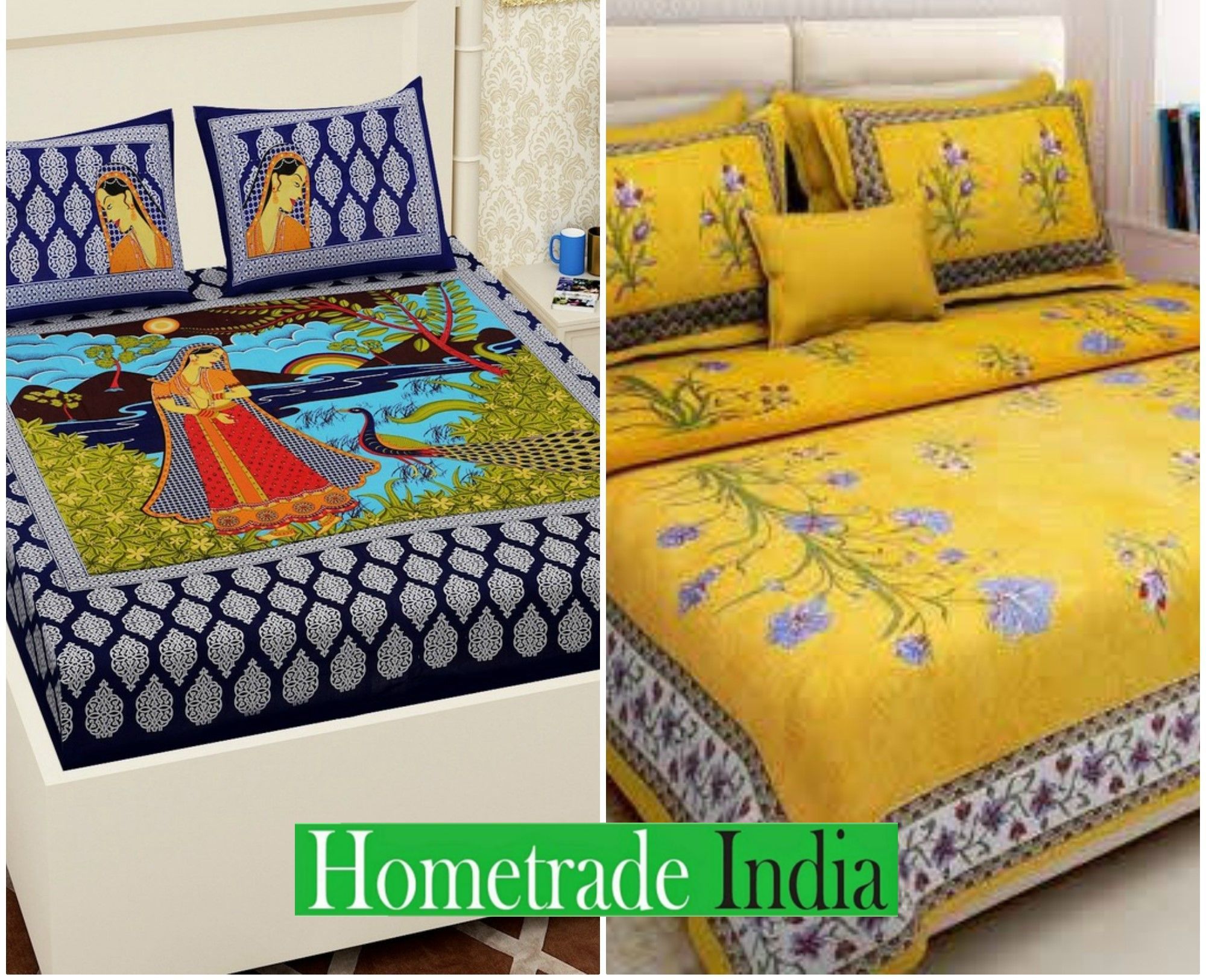 2201-Hometrade India- Standard Double Size (90*100 in )-Combo Double Bedsheet