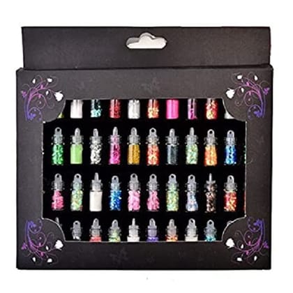 Elecsera 48 Pcs 3D Nail Art Kit Glitter Sequins Rhinestones (Multicolor)