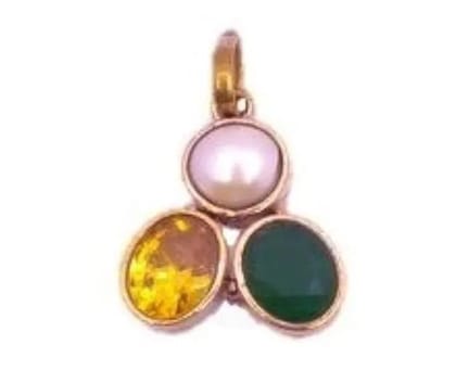 Real Pearl Synthetic Stone Yellow Sapphire Panna Pendant/Locket for Men and Women