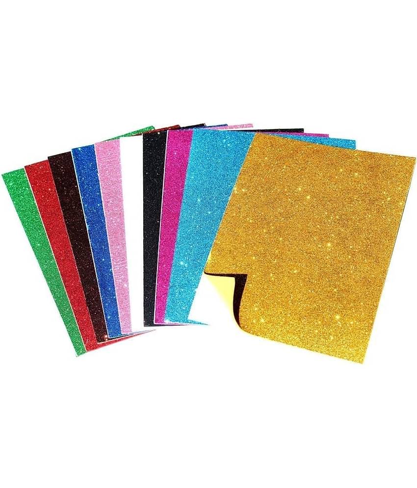 ECLET A4 Glitter Foam Sheet Sparkles (Non Adhesive) 2 mm Thick 10 Different Color, for Art & Craft