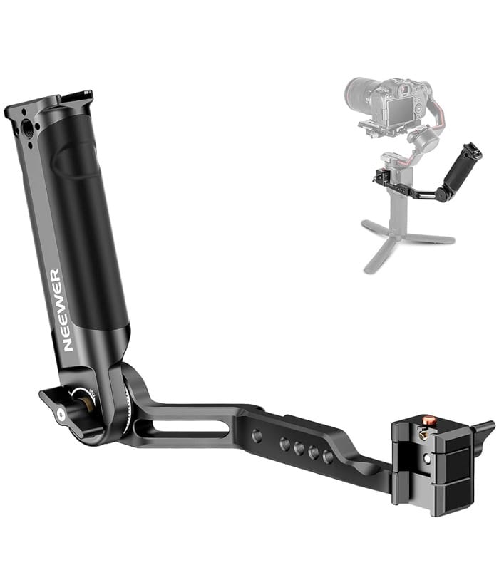 NEEWER Gimbal Sling Handgrip Compatible with DJI RS 4 DJI RS 2 RSC 2 RS 3 RS 3 Pro Handheld Stabilizer, Adjustable & Foldable Handle with Silicon Grip, Load Capacity up to 13.2lb/6kg, Ideal for Low Angle Shots