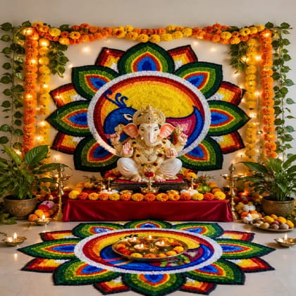 Woolen Rangoli Design Multicolored Decoration Lightweight