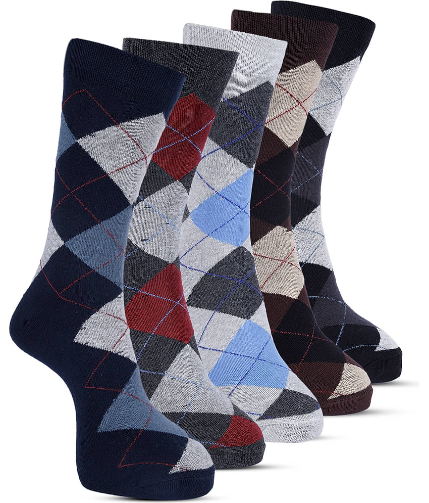 TF Pack of 5 Men's Cotton Blend Full Length Socks ( Multicolor )