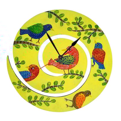 Gond Art on MDF spiral clock DIY Kit by Penkraft