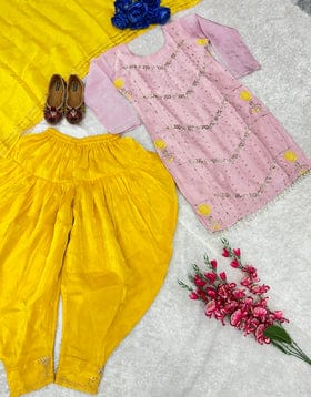 Beautiful Party Wear Top Dhoti And Dupatta With Moti Work Beautiful Party Wear Top Dhoti And Dupatta With Moti Work