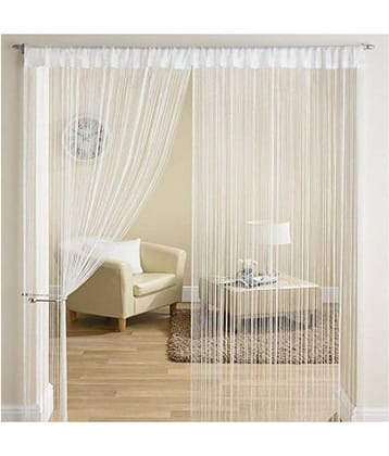 YUTIRITI Set of 2 Long Door Ring Rod Polyester Curtains White