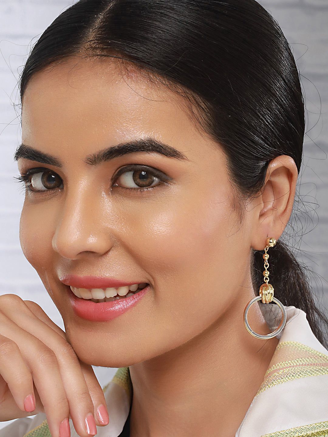 Anti-Tarnish 18k Tri Colored Gold Polish Knotted Drop Earrings