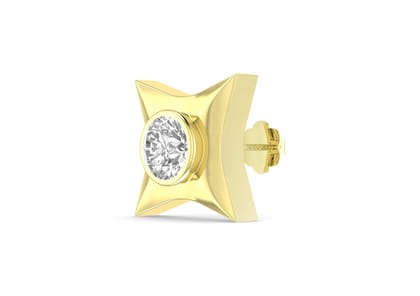 Concaved Quad Bezel Men's Ear Stud (1 Pc Only)