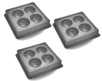 Elecsera Facial Cosmetic 4 Cups Tool Tray Plastic Washable For Salon, Black Colour Tray Pack of 3