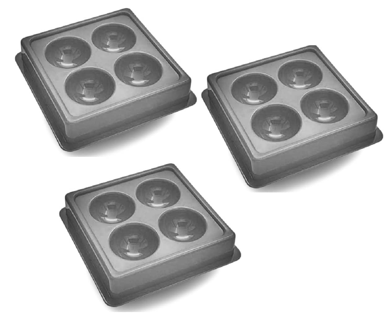 Elecsera Facial Cosmetic 4 Cups Tool Tray Plastic Washable For Salon, Black Colour Tray Pack of 3