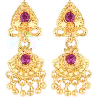 Vighnaharta Shimmering CharmingAlloy Gold CZ dangler studs  Earring for Women and Girls[VFJ1824ERG]