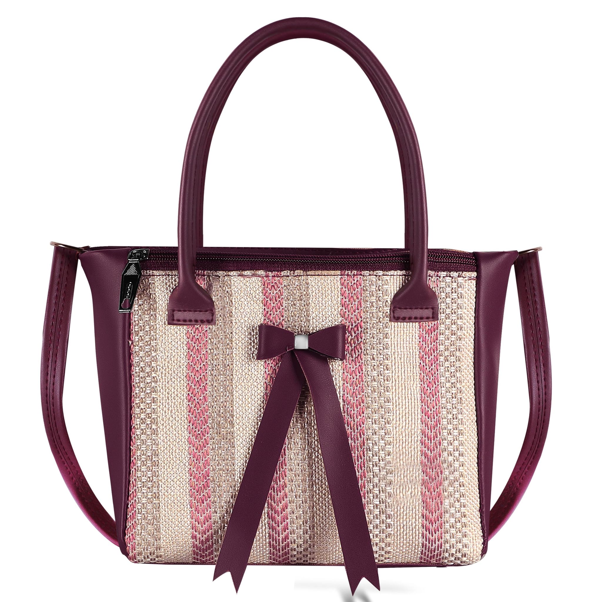 Purple Glamorous Faux Leather Handbag For Women And Girls HB23