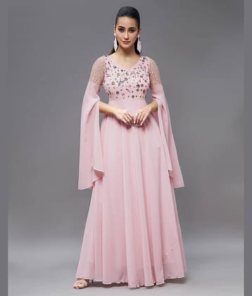 Miss Chase Women Polyester Printed Gown ( Pink )