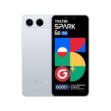 Tecno Spark GO 5G (Sky Blue, 4GB+128GB) | Slimmest Smartphone with 6000mAh Battery | Ella AI with Indian Languages Support* | IP64 Dust and Water Resistant Tecno Spark GO 5G (Sky Blue, 4GB+128GB) | Slimmest Smartphone with 6000mAh Battery | Ella AI with 