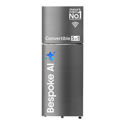Samsung 350 L, 3 Star, Convertible 5-in-1, Digital Inverter, Frost Free Double Door, WiFi Enabled Bespoke AI Refrigerator (RT38DG5A4DS8HL, Elegant Inox, Silver) Samsung 350 L, 3 Star, Convertible 5-in-1, Digital Inverter, Frost Free Double Door, WiFi Ena