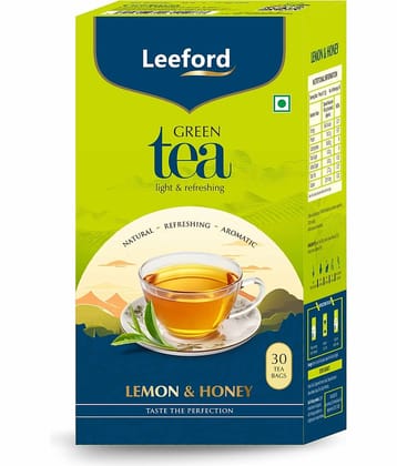Leeford Lemon & Honey Green Tea - Supports Weight Management, Detox, lemon & honey (30 Tea Bags)