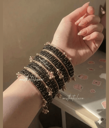 Vedhahi Black Bangle Set ( Pack of 16 )