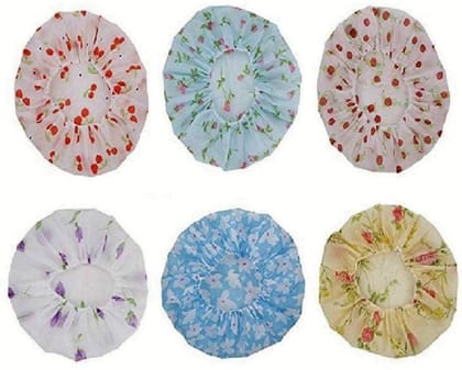 Elecsera Bathroom Hair Protect Women Shower Caps Dot Design Head Cover Adults Waterproof Bathing Cap