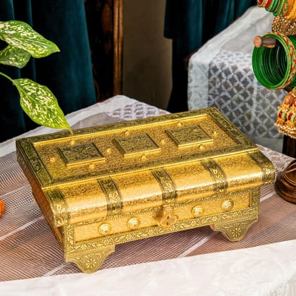 NAVRANG Jewellery Box, Wedding Gift Box, Dry Fruit Box, Bangle Box, Wedding Return Gift, Gifts Box, Vanity Box, 30 x 20 x 11 CM, Gold