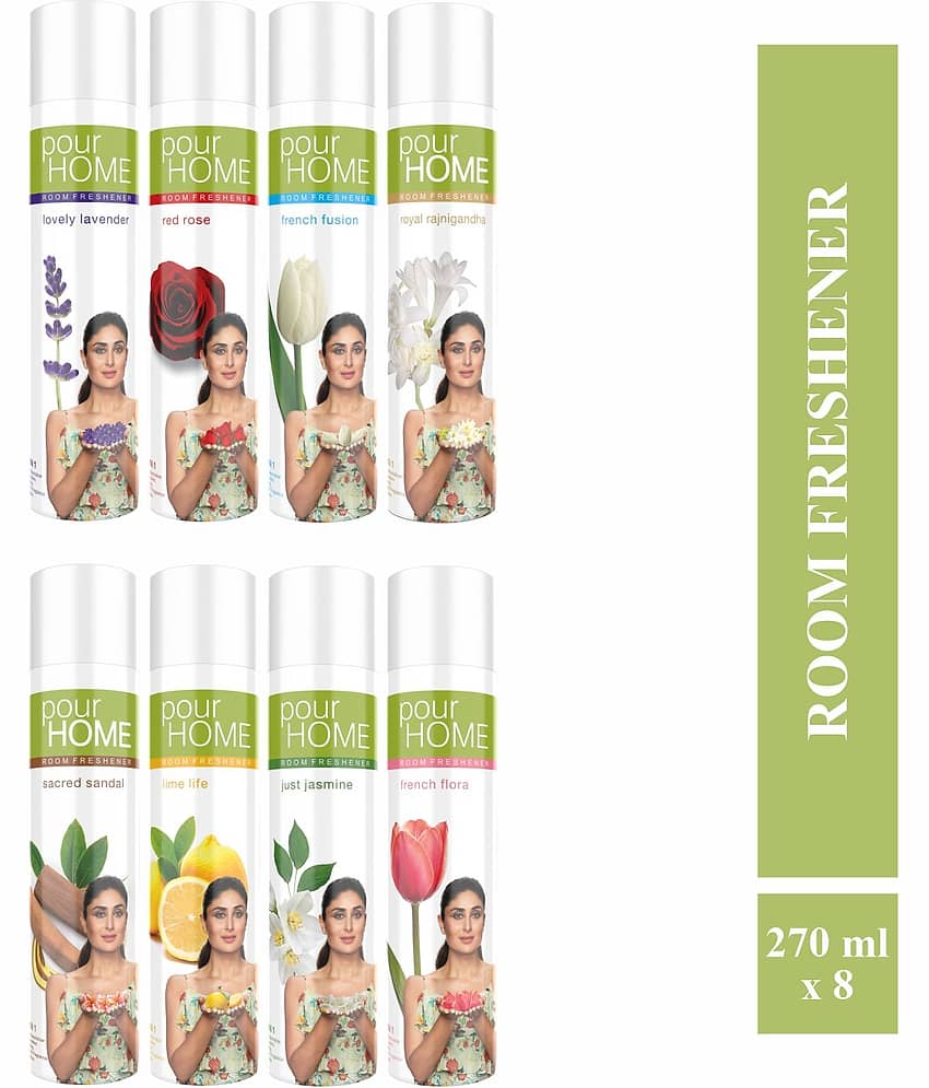 POUR HOME Room Freshener Spray, 220ml Each (Pack of 8)