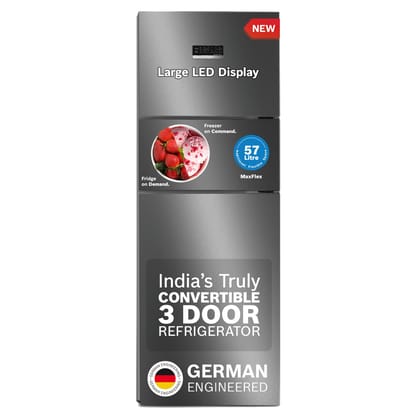 Bosch 335L, 3 Star, Max Flex Convert Frost Free Triple Door Refrigerator | 8-in-1 Convertible Storage Modes | 57L Extra Convertible Zone | Cool Extend up to 18 hours (CMC36K03NI, Smoky Silver) Bosch 335L, 3 Star, Max Flex Convert Frost Free Triple Door R