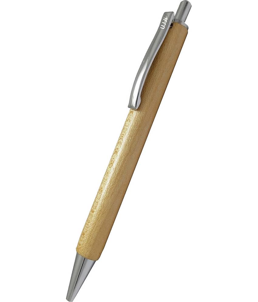 UJJi Real Wood Click Pen with Long Metal Refill (Blue Ink) Ball Pen