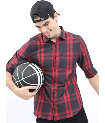 Ketch Cotton Blend Regular Fit Checks Rollup Sleeves Men's Casual Shirt - Black ( Pack of 1 )