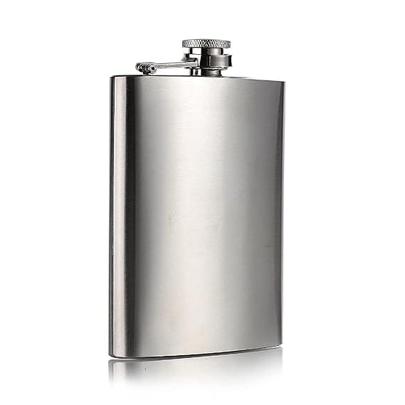 Hip Flask Stainless Steel Leak Proof Silver 8oz (230ml) Liquor Pocket Flasks or Alcoholic Beverage Holder