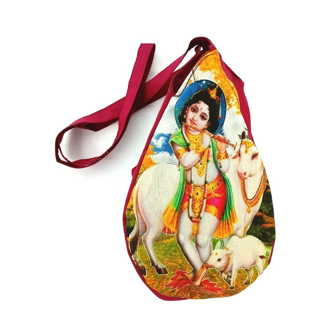 MAYAPURI Krishna Printed Chanting Bag/Japa Bag or Beads Bag with Zip Pocket